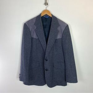 Pendleton Men’s Gray Tweed Wool Blazer with Suede Elbow Patches Vintage Size 40